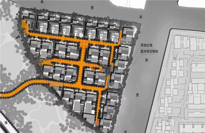 王字型路网造分化人流，保障入口私密性